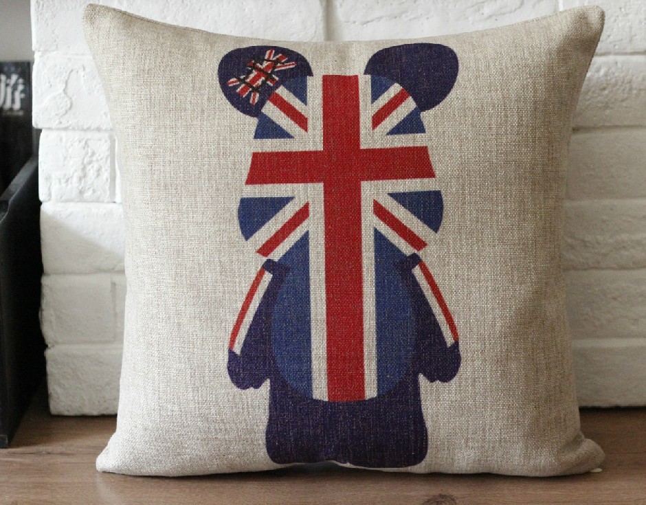 18"X18" Linen Pillow Cover Vintage Retro Pillow Cover Union Jack/egland