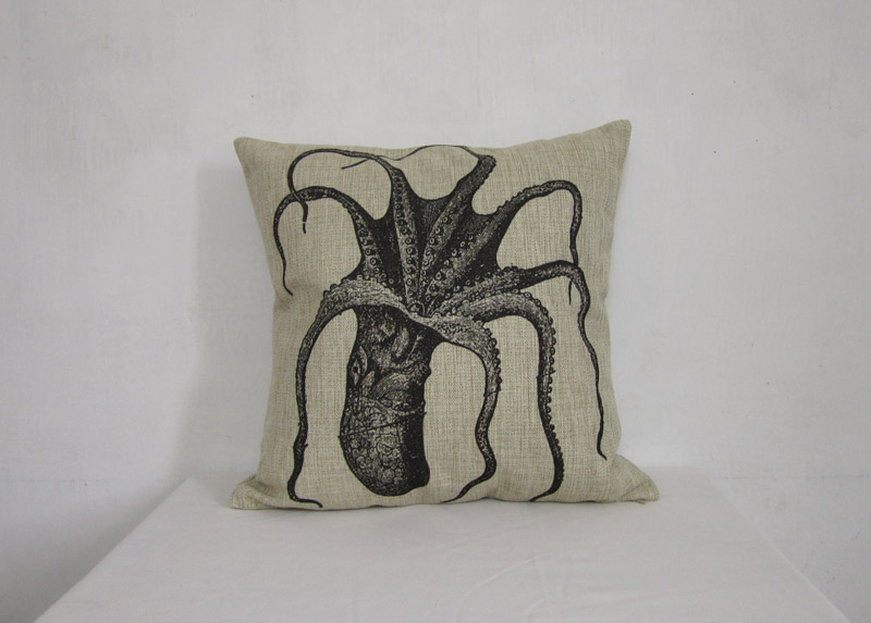 Linen Pillow Cover Decorative Pillow Cover Black Octopus Cushion Cover Home Decor Pillowcase 18 ...