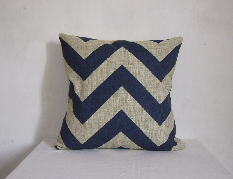 1 Piece Of Blue Zigzag Stripe Linen Pillow Cushion Cover Blue Cushion